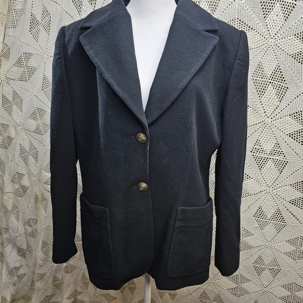 Giorgio Sant Angelo Women's Black Button Down Blazer Jacket. Wool and Cashmere